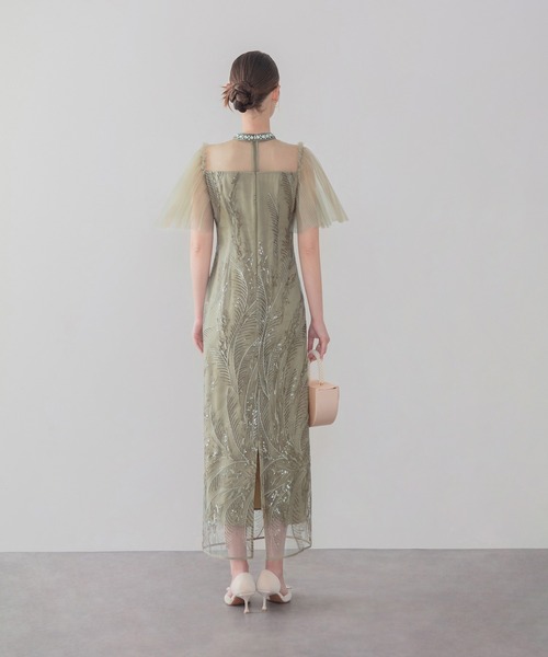 Leja(レジャ)の「【LEJA】ビジューネックチュールスパンコールリーフIラインワンピースオケージョンドレス(ドレス・レディース・グリーン/ブラック・MEDIUM/SMALL)」の19枚目の写真