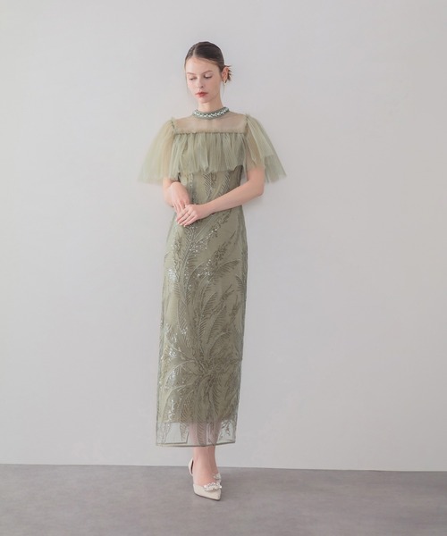 Leja(レジャ)の「【LEJA】ビジューネックチュールスパンコールリーフIラインワンピースオケージョンドレス(ドレス・レディース・グリーン/ブラック・MEDIUM/SMALL)」の18枚目の写真
