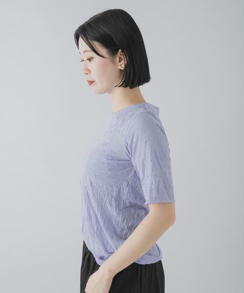 THE GOODLAND MARKET(ザグッドランドマーケット)の「MIDIUMISOLID SEE-THROUGH CREWNECK HF SLV(Tシャツ/カットソー・レディース・オフホワイト/ブラック/ラベンダー・FREE)」の5枚目の写真