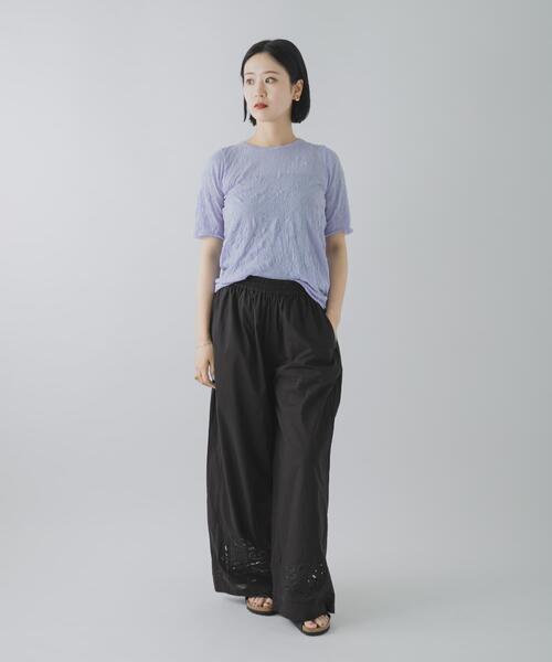 THE GOODLAND MARKET(ザグッドランドマーケット)の「MIDIUMISOLID SEE-THROUGH CREWNECK HF SLV(Tシャツ/カットソー・レディース・オフホワイト/ブラック/ラベンダー・FREE)」の8枚目の写真
