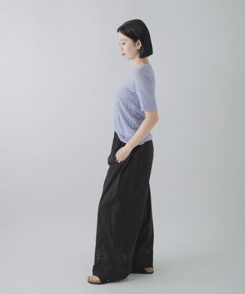 THE GOODLAND MARKET(ザグッドランドマーケット)の「MIDIUMISOLID SEE-THROUGH CREWNECK HF SLV(Tシャツ/カットソー・レディース・オフホワイト/ブラック/ラベンダー・FREE)」の9枚目の写真