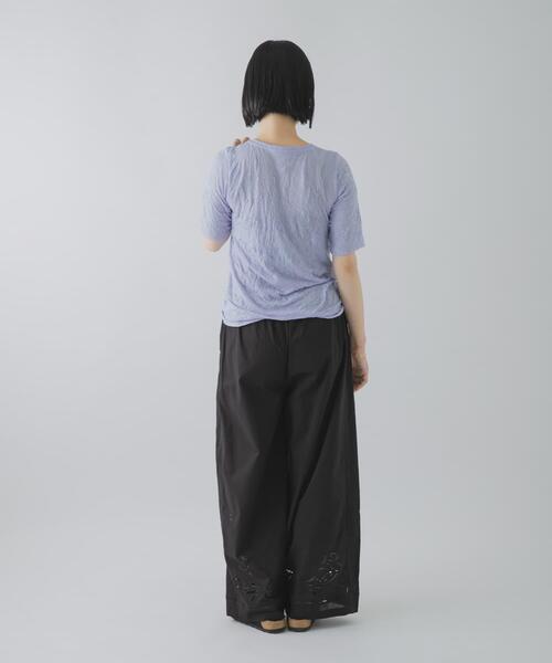 THE GOODLAND MARKET(ザグッドランドマーケット)の「MIDIUMISOLID SEE-THROUGH CREWNECK HF SLV(Tシャツ/カットソー・レディース・オフホワイト/ブラック/ラベンダー・FREE)」の10枚目の写真