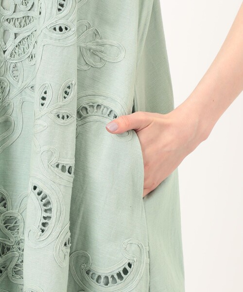 sea new york（シーニューヨーク）の「SEA NEW YORK IYLA SOUTACHE SLIP DRESS カットワークレース キャミソールドレス（ワンピース・レディース・ライトブルー・S）」の9枚目の写真