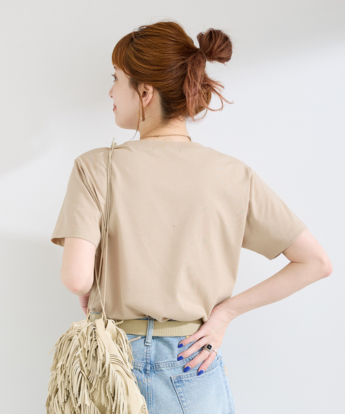 B.C STOCK(ベーセーストック)の「《追加》手洗い可 / フロッキープリントロゴTEE(Tシャツ/カットソー・レディース・ベージュ/ホワイト/ブラック系その他・FREE)」の21枚目の写真