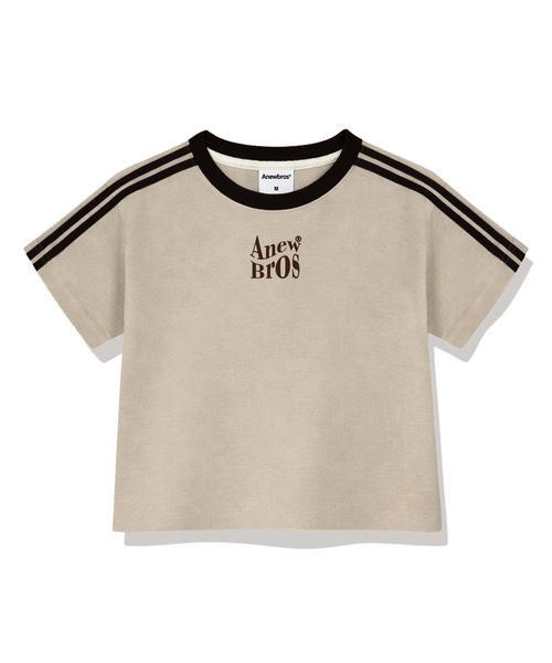 ANEWBROS（アニュブロス）の「ブロネームマーク セミクロップ トラック 半袖Tシャツ 6カラー [ANSE_6002]（Tシャツ/カットソー・レディース・スカイブルー/ネイビー/ピンク/ホワイト×ブラック/ベージュ/ホワイト×グリーン・1）」の3枚目の写真