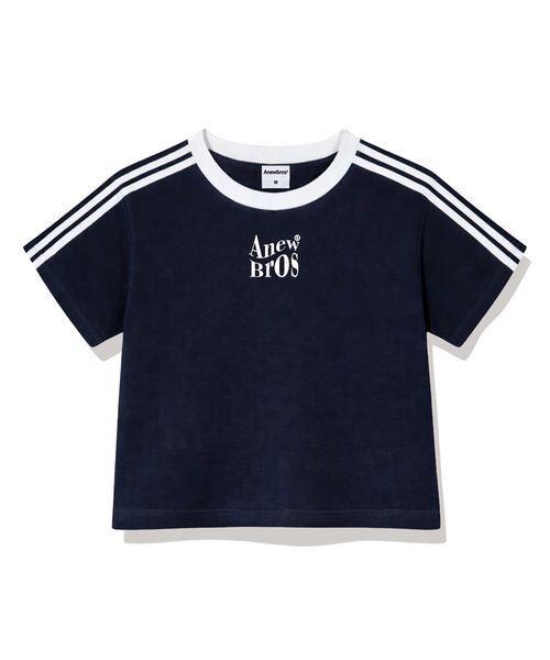 ANEWBROS（アニュブロス）の「ブロネームマーク セミクロップ トラック 半袖Tシャツ 6カラー [ANSE_6002]（Tシャツ/カットソー・レディース・スカイブルー/ネイビー/ピンク/ホワイト×ブラック/ベージュ/ホワイト×グリーン・1）」の5枚目の写真