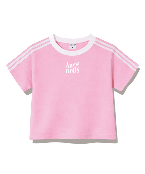 ANEWBROS（アニュブロス）の「ブロネームマーク セミクロップ トラック 半袖Tシャツ 6カラー [ANSE_6002]（Tシャツ/カットソー・レディース・スカイブルー/ネイビー/ピンク/ホワイト×ブラック/ベージュ/ホワイト×グリーン・1）」の6枚目の写真