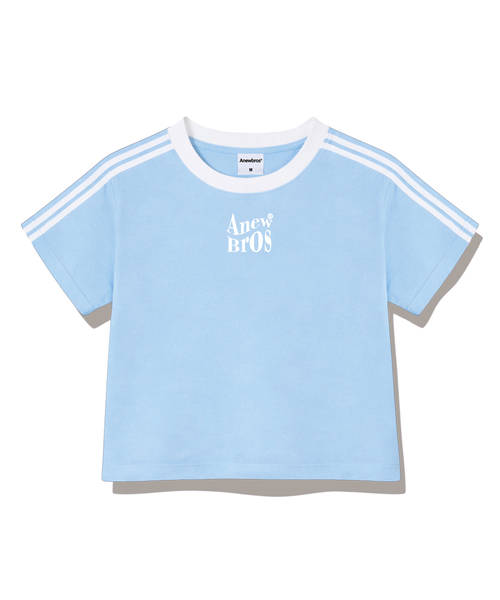 ANEWBROS（アニュブロス）の「ブロネームマーク セミクロップ トラック 半袖Tシャツ 6カラー [ANSE_6002]（Tシャツ/カットソー・レディース・スカイブルー/ネイビー/ピンク/ホワイト×ブラック/ベージュ/ホワイト×グリーン・1）」の4枚目の写真
