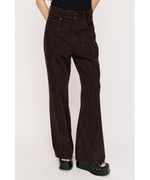 SLY(スライ)の「L/W STRIPE CLOLOR STRAIGHT PT ローウエストストライプカラーストレートパンツ 夏服(デニムパンツ・レディース・パープル系その他・2/1/0)」の1枚目の写真