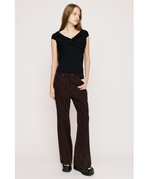 SLY(スライ)の「L/W STRIPE CLOLOR STRAIGHT PT ローウエストストライプカラーストレートパンツ 夏服(デニムパンツ・レディース・パープル系その他・2/1/0)」の2枚目の写真