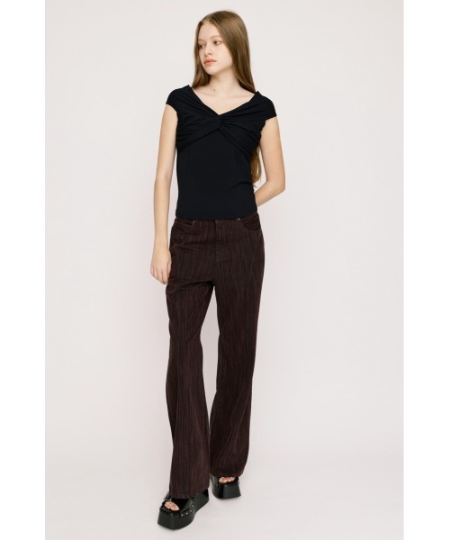 SLY(スライ)の「L/W STRIPE CLOLOR STRAIGHT PT ローウエストストライプカラーストレートパンツ 夏服(デニムパンツ・レディース・パープル系その他・2/1/0)」の3枚目の写真