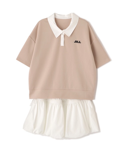 JILL by JILL STUART(ジルバイジルスチュアート)の「半袖ダイバーバルーンセットアップ(ワンピース・レディース・ベージュ/ブラック・FREE)」の9枚目の写真