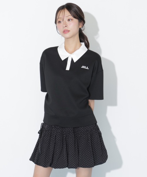 JILL by JILL STUART(ジルバイジルスチュアート)の「半袖ダイバーバルーンセットアップ(ワンピース・レディース・ベージュ/ブラック・FREE)」の7枚目の写真