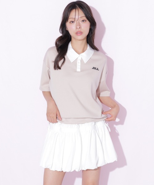 JILL by JILL STUART(ジルバイジルスチュアート)の「半袖ダイバーバルーンセットアップ(ワンピース・レディース・ベージュ/ブラック・FREE)」の5枚目の写真