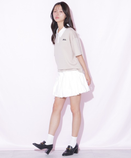 JILL by JILL STUART(ジルバイジルスチュアート)の「半袖ダイバーバルーンセットアップ(ワンピース・レディース・ベージュ/ブラック・FREE)」の3枚目の写真