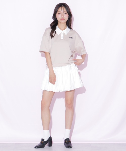 JILL by JILL STUART(ジルバイジルスチュアート)の「半袖ダイバーバルーンセットアップ(ワンピース・レディース・ベージュ/ブラック・FREE)」の4枚目の写真