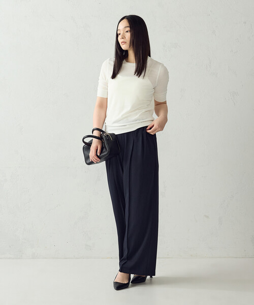 COMME CA ISM(コムサイズム)の「シアー テレコTシャツ(Tシャツ/カットソー・レディース・ブラック/ホワイト・LARGE/MEDIUM)」の3枚目の写真