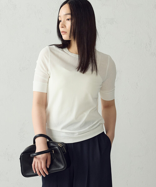 COMME CA ISM(コムサイズム)の「シアー テレコTシャツ(Tシャツ/カットソー・レディース・ブラック/ホワイト・LARGE/MEDIUM)」の9枚目の写真