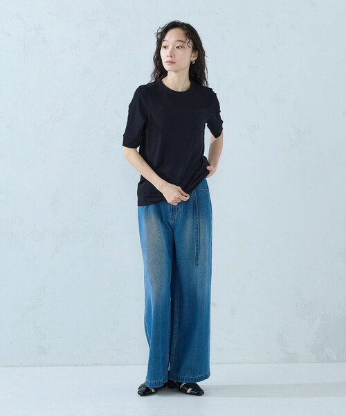 COMME CA ISM(コムサイズム)の「シアー テレコTシャツ(Tシャツ/カットソー・レディース・ブラック/ホワイト・LARGE/MEDIUM)」の11枚目の写真