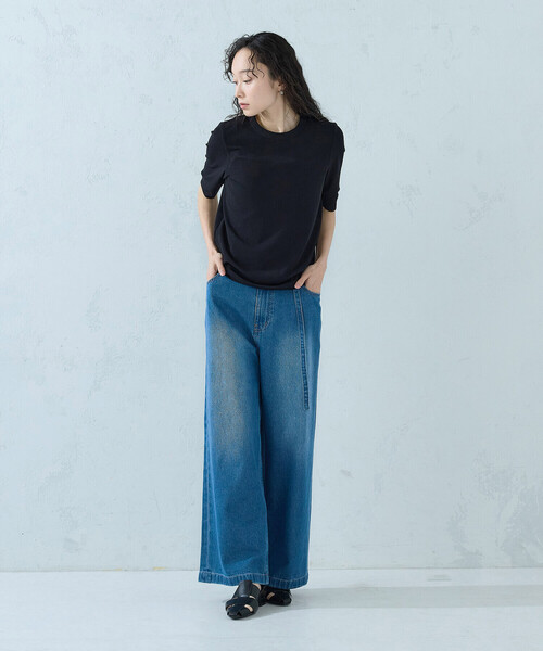 COMME CA ISM(コムサイズム)の「シアー テレコTシャツ(Tシャツ/カットソー・レディース・ブラック/ホワイト・LARGE/MEDIUM)」の12枚目の写真