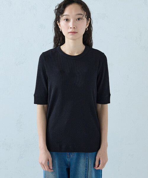 COMME CA ISM(コムサイズム)の「シアー テレコTシャツ(Tシャツ/カットソー・レディース・ブラック/ホワイト・LARGE/MEDIUM)」の14枚目の写真