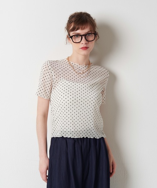 My shawty(マイシャウティー)の「dot tule top(Tシャツ/カットソー・レディース・オフホワイト/ブラック・FREE)」の8枚目の写真