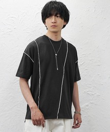 MinoriTY | 【MinoriTY】アシメトリーステッチワークTシャツ メンズ 夏服 ユニセックス 半袖(Tシャツ/カットソー)