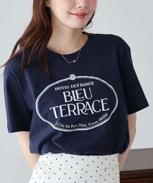 BLUEEAST(ブルーイースト)の「グラフィックプリントTシャツ(Tシャツ/カットソー・レディース・ネイビー/ホワイト・MEDIUM)」の2枚目の写真