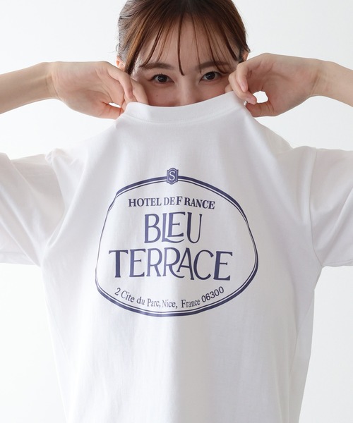 BLUEEAST(ブルーイースト)の「グラフィックプリントTシャツ(Tシャツ/カットソー・レディース・ネイビー/ホワイト・MEDIUM)」の5枚目の写真