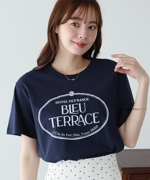 BLUEEAST(ブルーイースト)の「グラフィックプリントTシャツ(Tシャツ/カットソー・レディース・ネイビー/ホワイト・MEDIUM)」の9枚目の写真