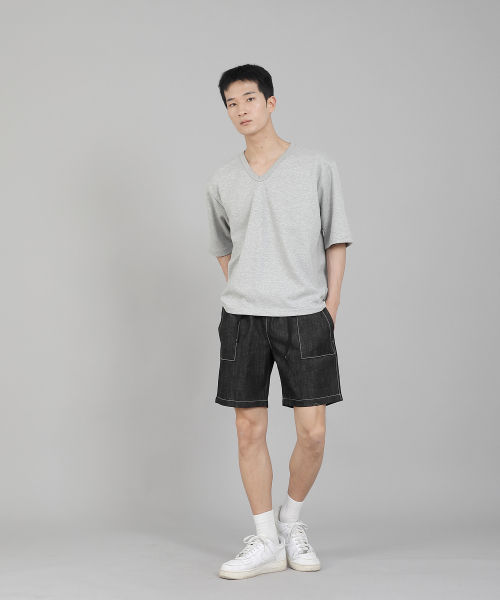 SAINTCREW(セントクルー)の「無地Vネック5部半袖Tシャツ VHR-895 グレー(Tシャツ/カットソー・メンズ・その他・LARGE/MEDIUM/XXXX-LARGE/XXX-LARGE/XX-LARGE/X-LARGE)」の8枚目の写真