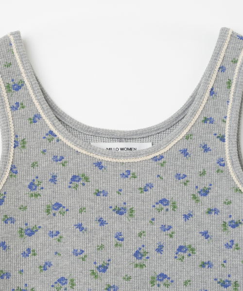 MILLO WOMEN（ミロウーマン）の「フローラルワッフルスリーブレスタップ[メランジグレー]（Tシャツ/カットソー・レディース・その他・ONE SIZE）」の4枚目の写真