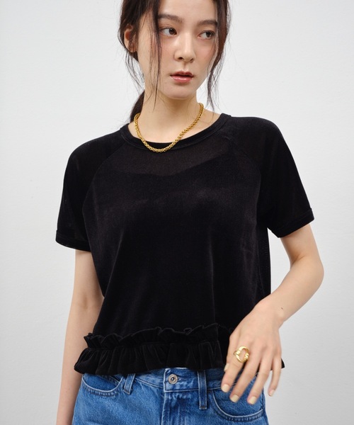 Shelly island(シェリーアイランド)の「裾フリルシアーベロアTシャツ(Tシャツ/カットソー・レディース・ブラック/ブラウン/ホワイト・FREE)」の22枚目の写真