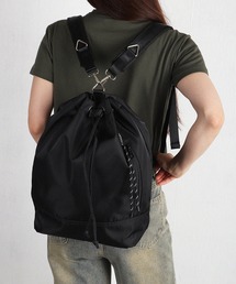 2WAY ドローストリング 撥水 ナイロン ワンショルダー リュックバッグ