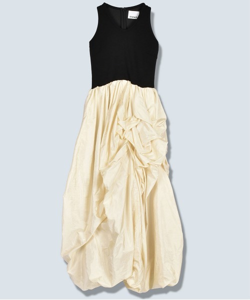 OMMO(オーエムエムオー)の「【OMMO(オーエムエムオー)】FLOWER TUCK TANK DOCKING OP/フラワータックドッキングOP(ワンピース・レディース・ブラック/ホワイト/カーキ・36/38)」の2枚目の写真
