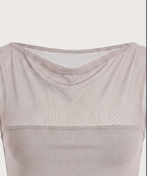 kiehtova(キエトヴァ)の「【kiehtova】SHEER SWITCH TOPS/シアースイッチトップス KTWR67 ※(Tシャツ/カットソー・レディース・ライトグレー/ブラック/ブラウン・FREE)」の9枚目の写真