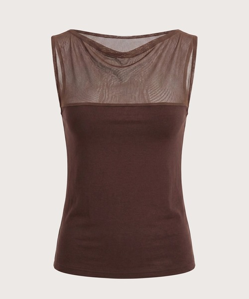 kiehtova(キエトヴァ)の「【kiehtova】SHEER SWITCH TOPS/シアースイッチトップス KTWR67 ※(Tシャツ/カットソー・レディース・ライトグレー/ブラック/ブラウン・FREE)」の10枚目の写真