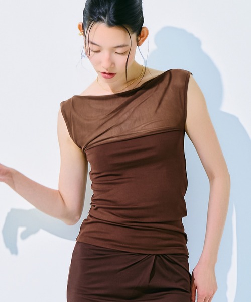 kiehtova(キエトヴァ)の「【kiehtova】SHEER SWITCH TOPS/シアースイッチトップス KTWR67 ※(Tシャツ/カットソー・レディース・ライトグレー/ブラック/ブラウン・FREE)」の17枚目の写真