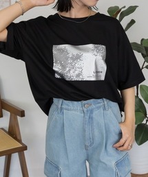 接触冷感 箔かすれプリント カノコ Tシャツ