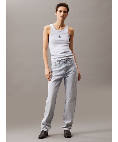 Calvin Klein(カルバン・クライン)の「タンクトップ- CKロゴコットンリブタンクトップ(タンクトップ・レディース・ライトブルー・XS/XXS)」の6枚目の写真