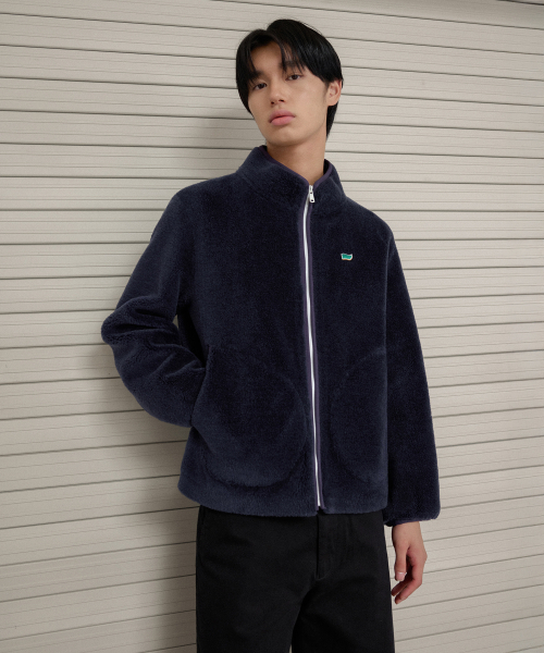 LEFTSEOUL（レフトソウル）の「メンズリアルウールフリースジップアップ[ネイビー]（ムートンコート・レディース・ネイビー・MEDIUM）」の2枚目の写真