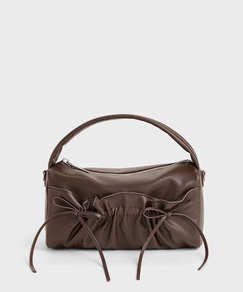 CHARLES & KEITH(チャールズ & キース)の「Reese リース ルーシュド ボウ トップ ハンドルバッグ(ハンドバッグ・レディース・ピンク系その他3/ブラウン系その他7・S)」の2枚目の写真