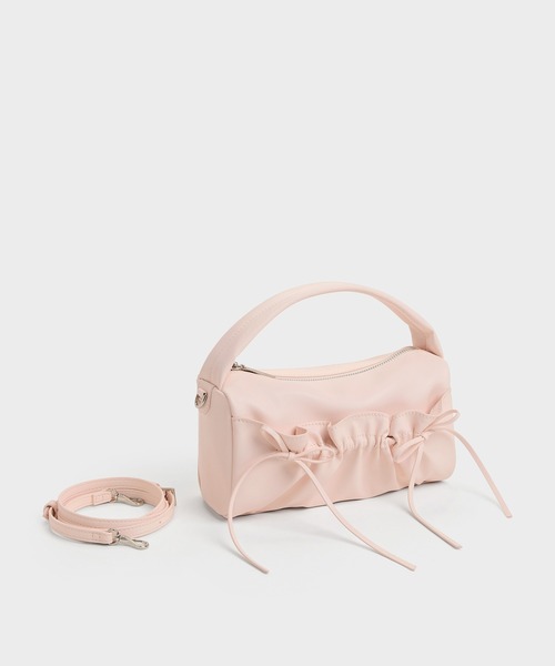 CHARLES & KEITH(チャールズ & キース)の「Reese リース ルーシュド ボウ トップ ハンドルバッグ(ハンドバッグ・レディース・ピンク系その他3/ブラウン系その他7・S)」の3枚目の写真