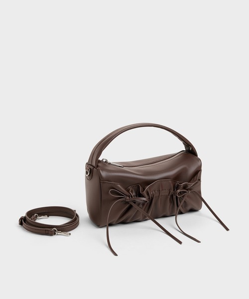 CHARLES & KEITH(チャールズ & キース)の「Reese リース ルーシュド ボウ トップ ハンドルバッグ(ハンドバッグ・レディース・ピンク系その他3/ブラウン系その他7・S)」の8枚目の写真
