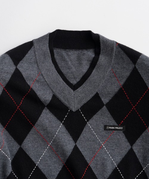 PRANK PROJECT(プランクプロジェクト)の「【2026Autumn Pre-Order】アーガイルパワショルニット / Argyle Power Shoulder Knit(ニット/セーター・レディース・アイボリー/ブラック・FREE)」の20枚目の写真