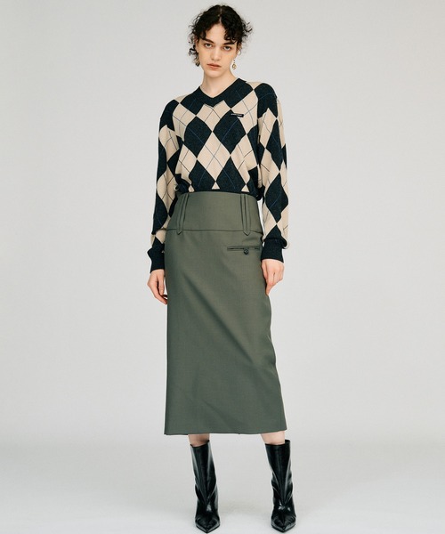 PRANK PROJECT(プランクプロジェクト)の「【2026Autumn Pre-Order】アーガイルパワショルニット / Argyle Power Shoulder Knit(ニット/セーター・レディース・アイボリー/ブラック・FREE)」の5枚目の写真