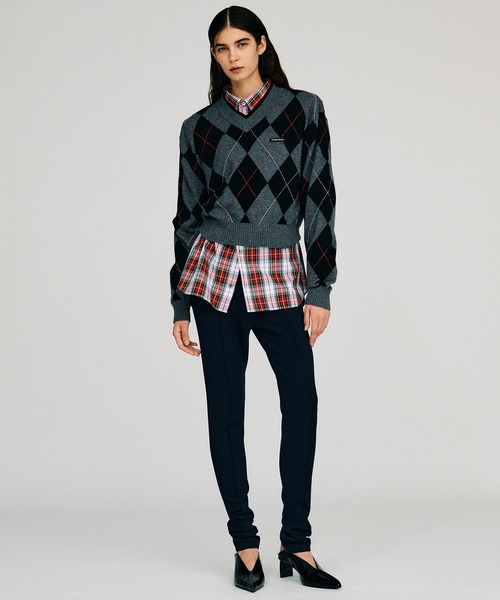 PRANK PROJECT(プランクプロジェクト)の「【2026Autumn Pre-Order】アーガイルパワショルニット / Argyle Power Shoulder Knit(ニット/セーター・レディース・アイボリー/ブラック・FREE)」の8枚目の写真