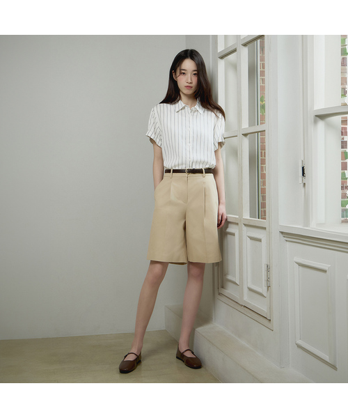 MIND BRIDGE WOMEN(マインドブリッジウーマン)の「コットン5部ショートパンツ MZHP3212(その他パンツ・レディース・ベージュ/ホワイト・55)」の1枚目の写真