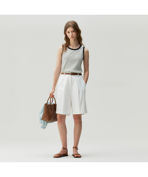 MIND BRIDGE WOMEN(マインドブリッジウーマン)の「コットン5部ショートパンツ MZHP3212(その他パンツ・レディース・ベージュ/ホワイト・55)」の2枚目の写真