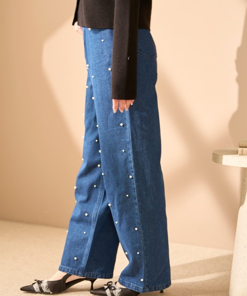 krahe（クレーエ）の「ラインストーンウォッシュデニムパンツ（デニムパンツ・レディース・ブラック/ネイビー/ライトブルー・MEDIUM/SMALL）」の5枚目の写真